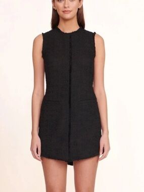 STAUD Crystal Black Tweed Mini Dress Woman’s Sz 8 Designer Luxury Modern